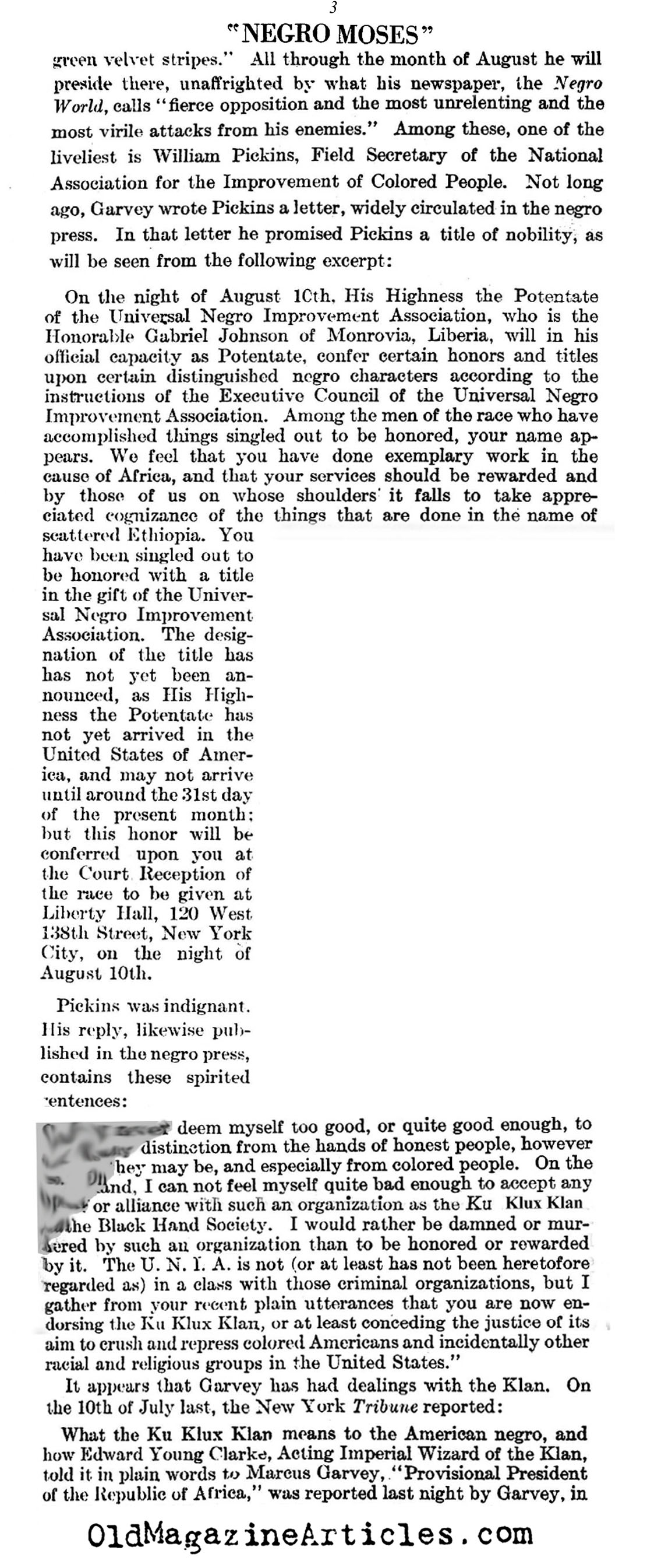 Marcus Garvey:  The Negro Moses (Literary Digest, 1922)